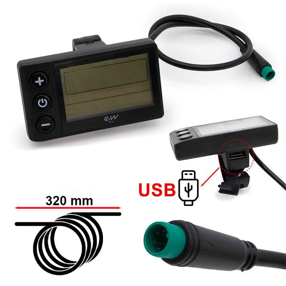 Display S866 met waterdichte connector - met USB-poort 