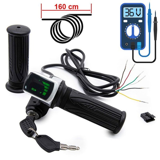 [EAS-007] Handgreep gashendel met batterij-indicator (36V) en sleutel - SM-connector