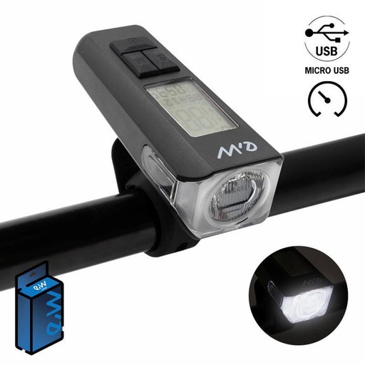 [CMM334] Oplaadbare LED-koplamp EWL011 met weergave van snelheid, temperatuur, tijd en km
